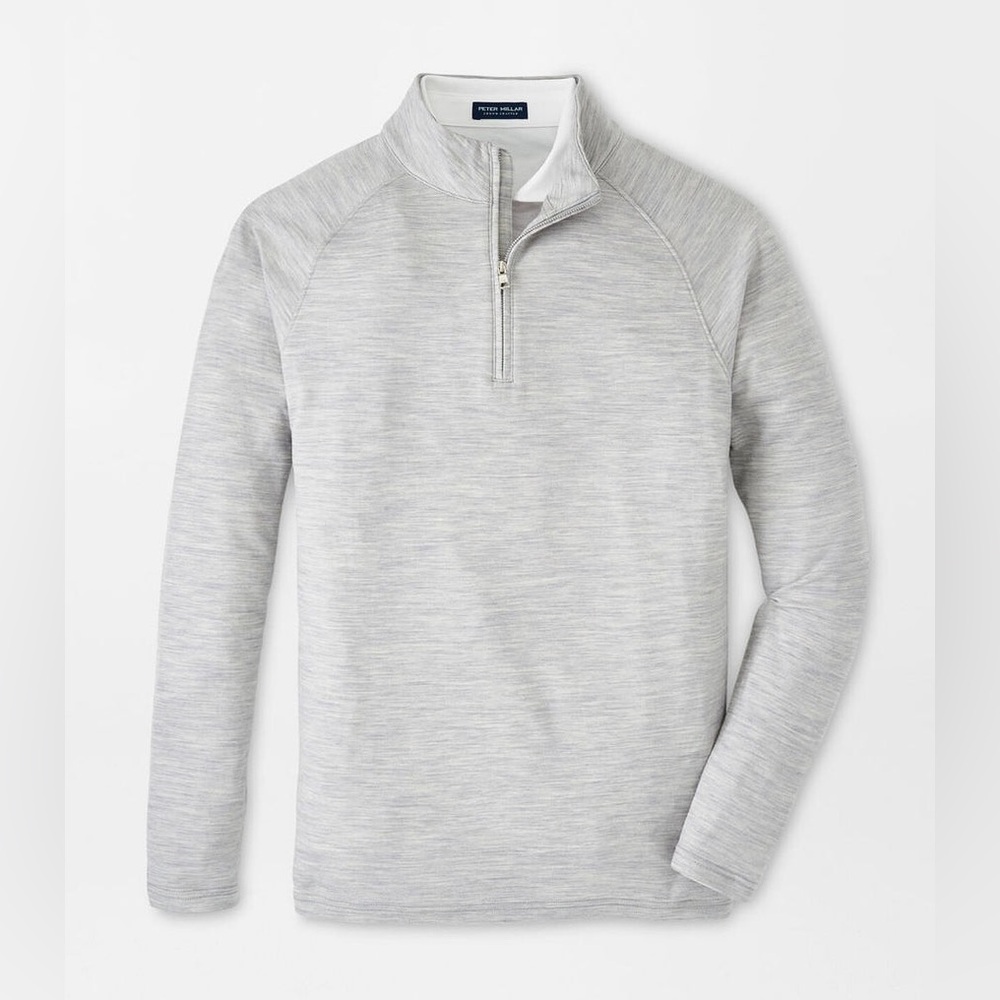 Peter Millar Light Gray Excursionist Flex Heathered Performance Quarter-Zip
